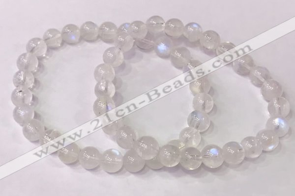 CGB4509 7.5 inches 7mm round white moonstone beaded bracelets