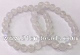 CGB4510 7.5 inches 8mm - 9mm round white moonstone beaded bracelets