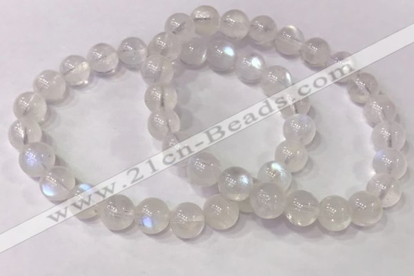 CGB4512 7.5 inches 8mm round white moonstone beaded bracelets