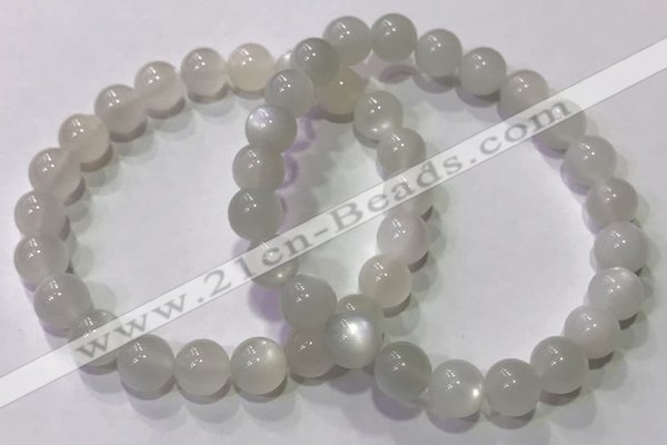 CGB4516 7.5 inches 8mm round white moonstone beaded bracelets