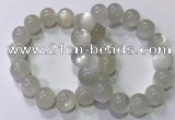 CGB4519 7.5 inches 14mm round white moonstone beaded bracelets