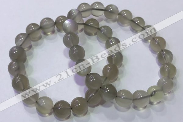 CGB4522 7.5 inches 10mm round grey moonstone beaded bracelets