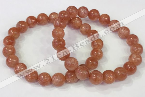 CGB4534 7.5 inches 10mm round golden sunstone beaded bracelets