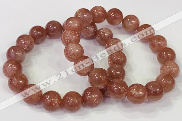 CGB4535 7.5 inches 12mm round golden sunstone beaded bracelets