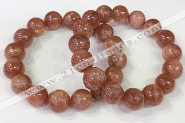 CGB4536 7.5 inches 14mm round golden sunstone beaded bracelets