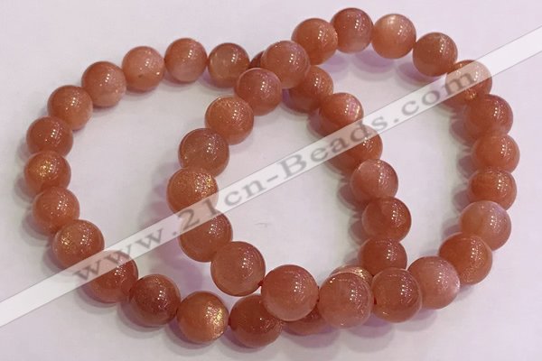 CGB4539 7.5 inches 9mm round golden sunstone beaded bracelets