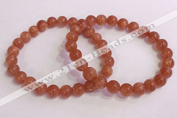 CGB4543 7.5 inches 8mm round golden sunstone beaded bracelets