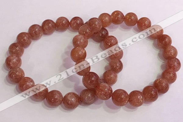 CGB4544 7.5 inches 10mm round golden sunstone beaded bracelets