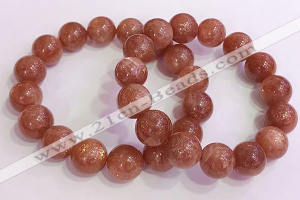 CGB4546 7.5 inches 14mm round golden sunstone beaded bracelets