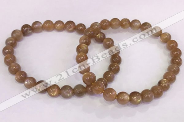 CGB4548 7.5 inches 7mm round sunstone beaded bracelets