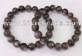 CGB4554 7.5 inches 11mm - 12mm round black sunstone beaded bracelets