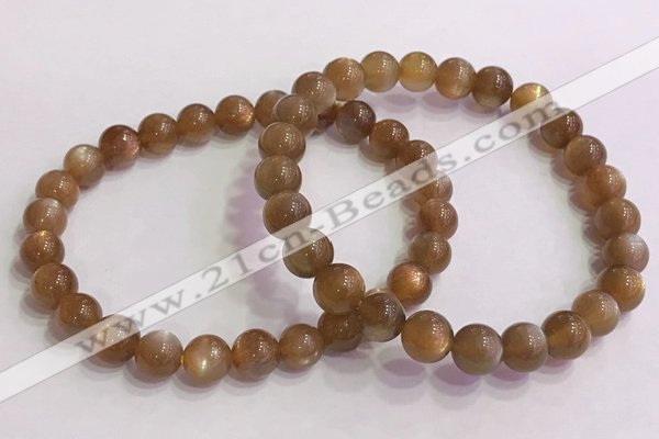 CGB4564 7.5 inches 8mm round golden sunstone beaded bracelets