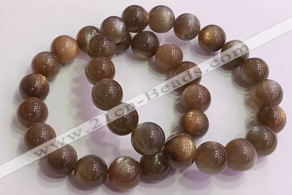 CGB4566 7.5 inches 12mm round golden sunstone beaded bracelets