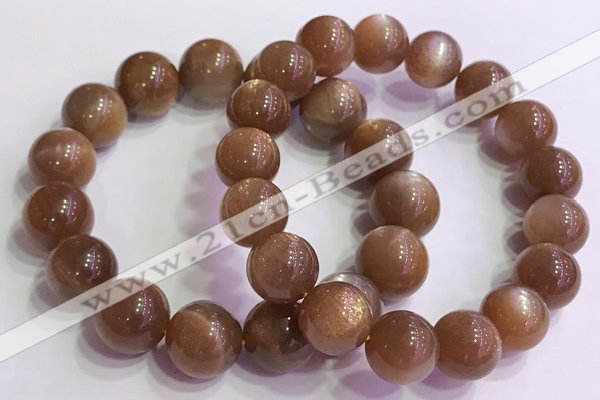 CGB4567 7.5 inches 14mm round golden sunstone beaded bracelets