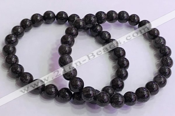 CGB4576 7.5 inches 8mm round black sunstone beaded bracelets