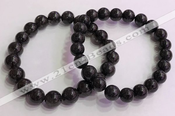 CGB4577 7.5 inches 10mm round black sunstone beaded bracelets