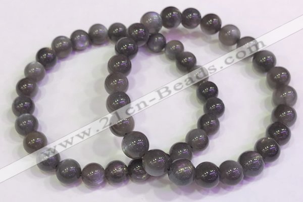 CGB4581 7.5 inches 7mm - 8mm round black sunstone beaded bracelets
