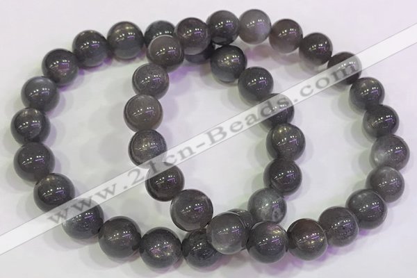 CGB4582 7.5 inches 9mm - 10mm round black sunstone beaded bracelets