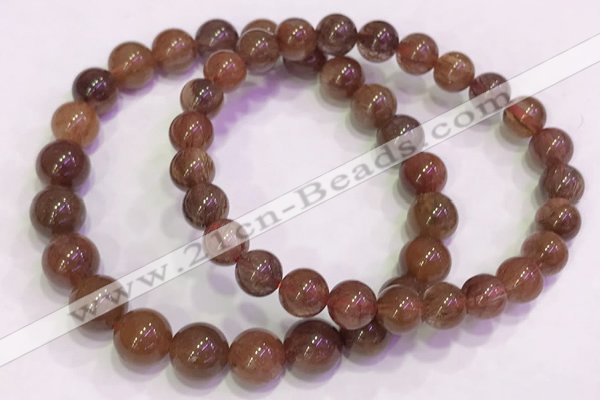 CGB4625 7mm - 8mm round red rutilated quartz beaded bracelets