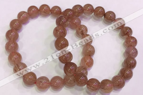 CGB4630 10mm - 11mm round red rutilated quartz beaded bracelets