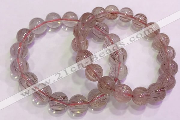 CGB4634 12mm - 13mm round red rutilated quartz beaded bracelets