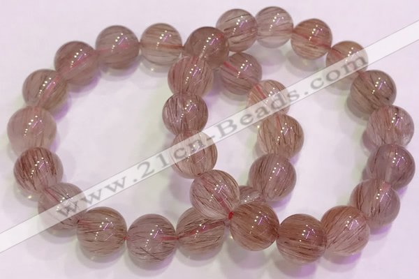 CGB4635 13mm - 14mm round red rutilated quartz beaded bracelets