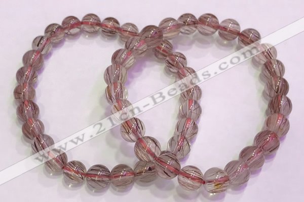 CGB4637 7mm - 8mm round red rutilated quartz beaded bracelets