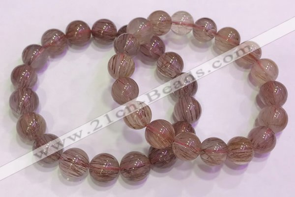 CGB4639 12mm round red rutilated quartz beaded bracelets