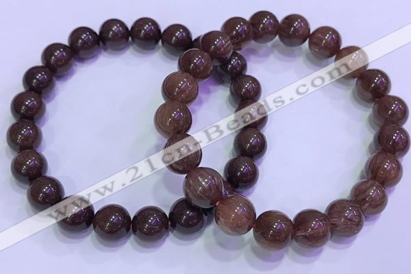 CGB4646 9mm - 10mm round red rutilated quartz beaded bracelets