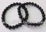 CGB4651 7mm - 8mm round black rutilated quartz beaded bracelets