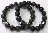 CGB4654 12mm round black rutilated quartz beaded bracelets