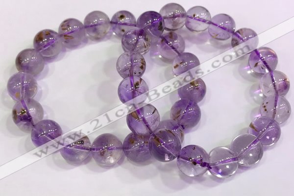 CGB4663 12mm - 13mm round purple phantom quartz beaded bracelets