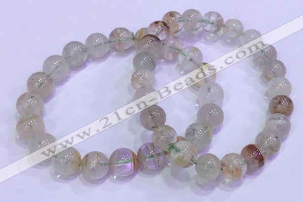 CGB4673 9mm - 10mm round green phantom quartz beaded bracelets