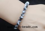 CGB5046 6mm, 8mm round black & white jasper beads stretchy bracelets