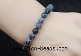 CGB5059 6mm, 8mm round snowflake obsidian beads stretchy bracelets