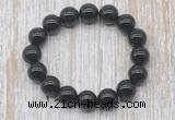 CGB5346 10mm, 12mm round black agate beads stretchy bracelets