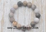 CGB5503 10mm, 12mm round matte bamboo leaf agate beads stretchy bracelets