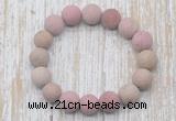 CGB5510 10mm, 12mm round matte pink wooden jasper beads stretchy bracelets