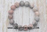 CGB5514 10mm, 12mm round matte pink zebra jasper beads stretchy bracelets