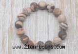 CGB5515 10mm, 12mm round matte zebra jasper beads stretchy bracelets