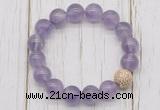 CGB5657 10mm, 12mm light amethyst beads with zircon ball charm bracelets