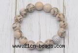 CGB5693 10mm, 12mm feldspar beads with zircon ball charm bracelets