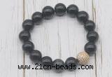 CGB5710 10mm, 12mm black banded agate beads with zircon ball charm bracelets