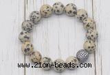 CGB5736 10mm, 12mm dalmatian jasper beads with zircon ball charm bracelets