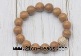 CGB5738 10mm, 12mm wooden jasper beads with zircon ball charm bracelets