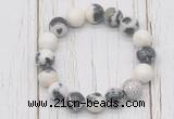 CGB5742 10mm, 12mm black & white jasper beads with zircon ball charm bracelets