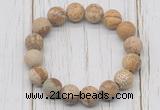 CGB5816 10mm, 12mm matte picture jasper beads with zircon ball charm bracelets