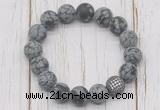 CGB5819 10mm, 12mm matte snowflake obsidian beads with zircon ball charm bracelets