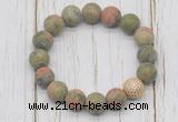 CGB5823 10mm, 12mm matte unakite beads with zircon ball charm bracelets