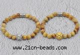 CGB6000 8mm round golden tiger eye bracelet with lion head for men